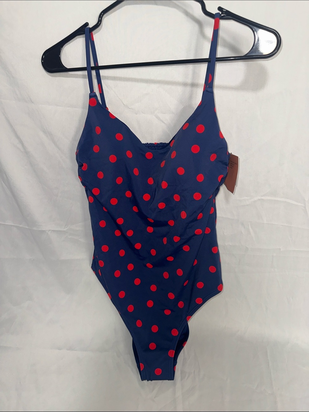 Shade & Shore Navy One-Piece Swimsuit with Red Polka Dots